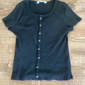 H&M cute black button down crop top